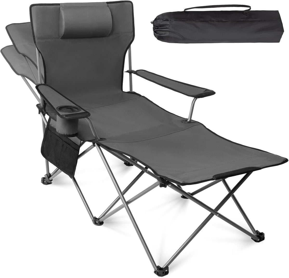 apollo walker Reclining Beach Chair, 90-135° Adjustable Grey