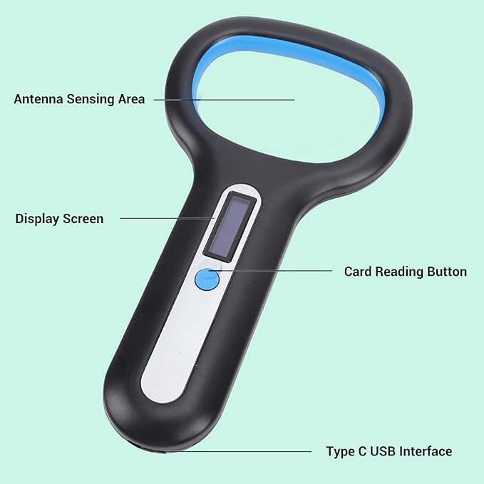 HEEPDD Pet Microchip Scanner, Trackers Reader for Dogs and Cats with OLED Display and Connectivity for Vet Professionals Pet Microchip Scanner, Rechargeable Nan Gardening (Black)