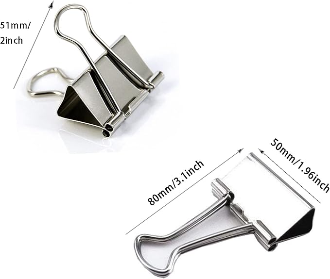 Extra Large Binder Clips 2 Inch (40 Pack), Big Paper Clamps for Office and Home Supplies, Silver