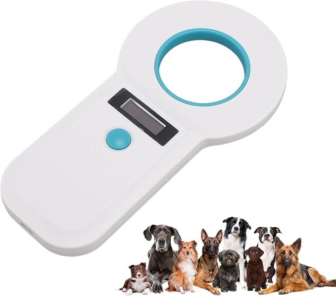Acouto Pet Chip Scanner for Dogs and Cats - USB Microchip Reader with 15 Digits Recognition and 128 Data Storage, Compact & Portable Device (White)