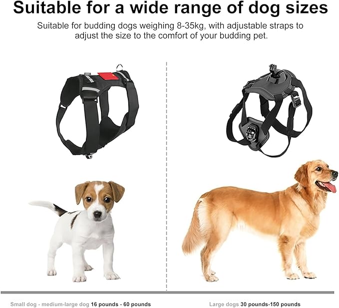 3. Lightweight Dog Chest Mount for Action Cameras ABS Harness with Multi-Angle for 8-35kg Outdoor Pets Dog Perspective Harness