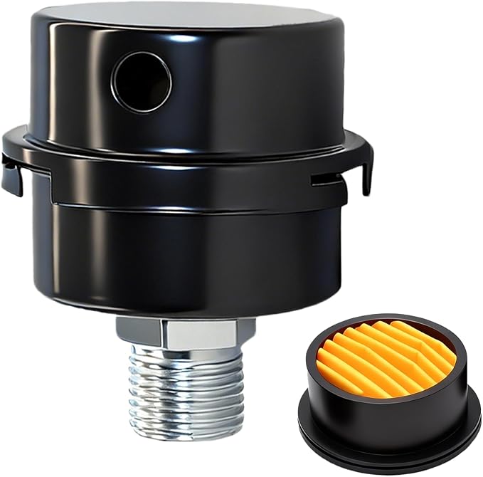 Air Compressor Silencer Filter, 1/2" Thread, 20mm Metal Noise Muffler,