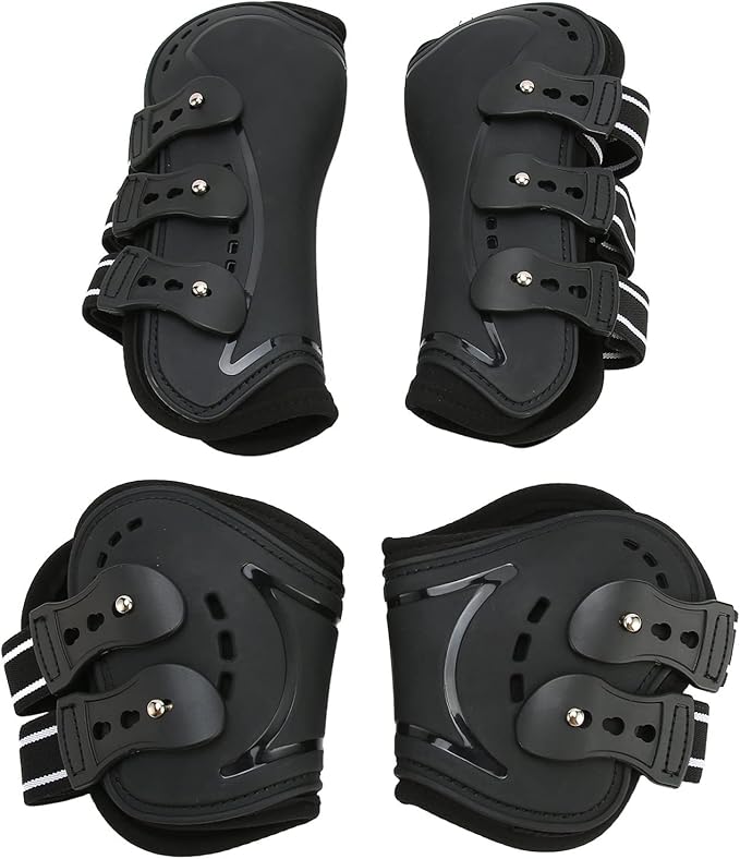 Horse Leg Protector Shock Absorption Breathable Open Front Tendon Boots for Jumping Show Riding (Medium)