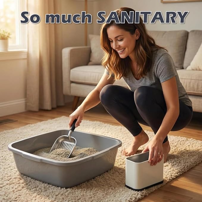 Heavy Duty Cat Litter Scoop with Holder, Stainless Steel Kitty Litter Scooper Caddy for Litter Box, Aluminum Speed Sifter Captures All Clumps