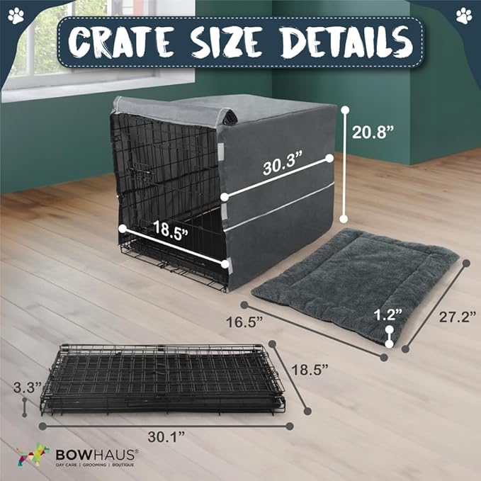 30-Inch Single Door Dog Crate Kit Includes Crate Cover and Soft Dog Bed, Indoor Dog Cage with Leak-Proof Pan, Foldable Wire Metal Dog Kennel for Small, Medium Dog