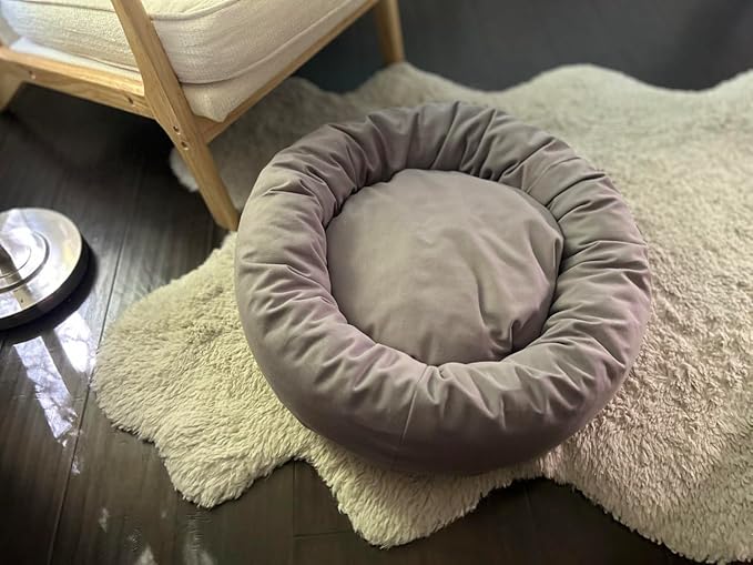 Organic Cotton Canvas Dog Bed: Removable Cover, Natural Fill - Made in USA (Blue Gray, Medium 28" x 8" inches)
