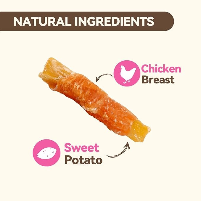 Dog Treats, Chicken Wrapped Sweet Potato, Soft Rawhide-Free Chews for Puppies & Small Dogs, 25 oz