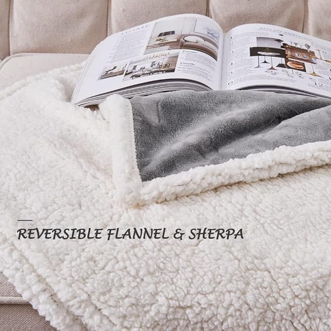 Waterproof Dog Blanket, 60" x 40" Washable Sherpa Fleece Cat Blanket,Pet Puppy Blanket Sofa Bed Furniture Protector,Reversible Soft Plush Blanket for Medium Large Dog (65" x 57")