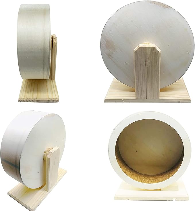 Allazone Hamster Wooden Running Wheel, Wooden Small Pets Exercise Wheel, Running Spinner Wheel Play Toy for Rat Gerbil Mice Chinchillas Hedgehogs Guinea Pigs, S