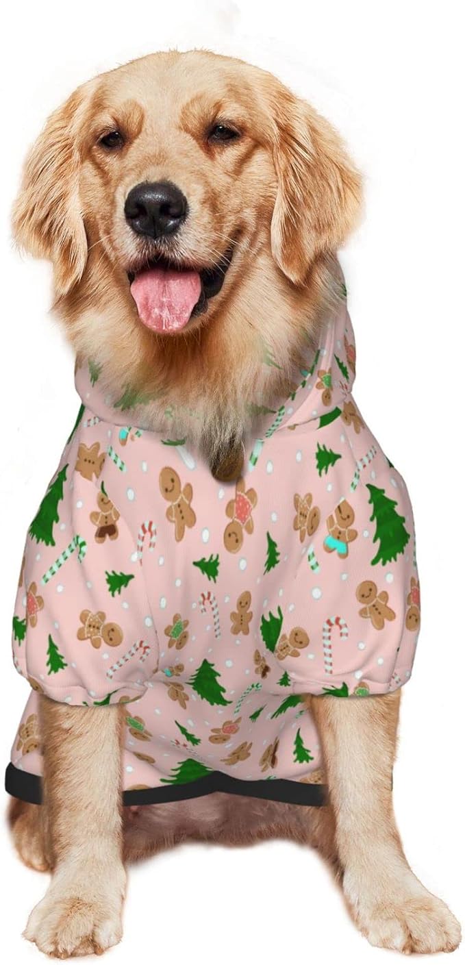 Christmas Gingerbread Men Hoodie,Christmas Cosplay Dog Clothes with Pocket and Hat Winter Clothes Sweaters X-Small