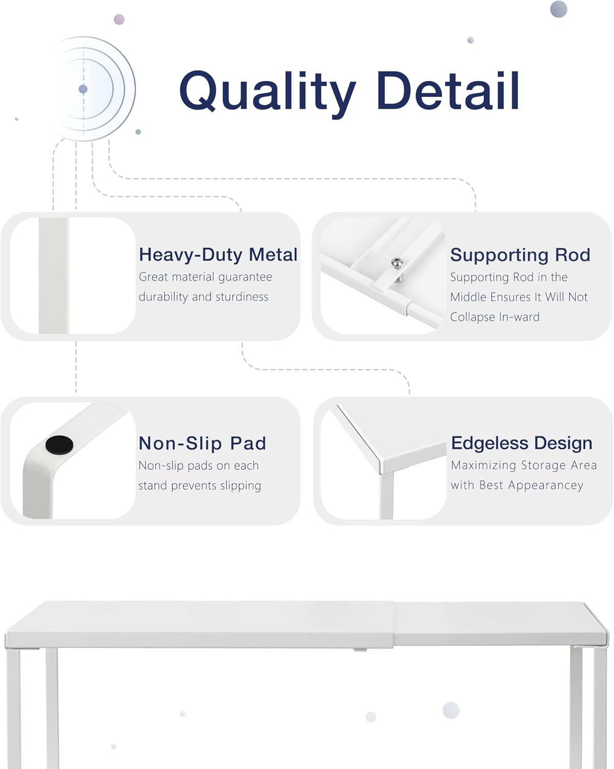 Nxconsu Expandable Cabinet Shelf, Shelf Riser for Cabinets, 11.8" White