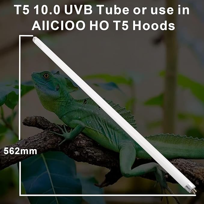 Aiicioo 2 Pack T5 HO 10.0 Reptile UVB Light 24W - Desert 22" UVA UVB Fluorescent Lamp Tube UVB Lighting Bulb for Tortoises Lizard Bearded Dragon Chameleon Turtles