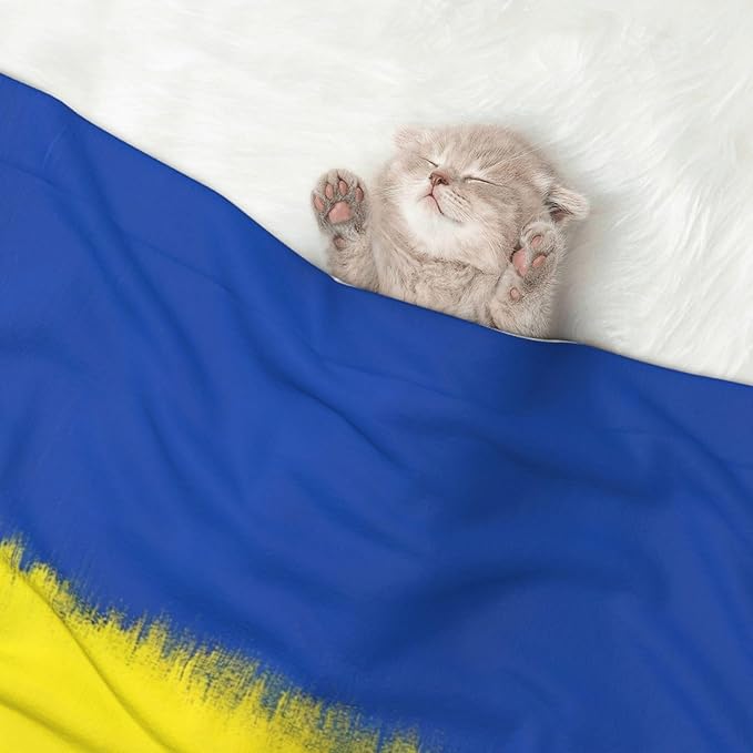 Two Sided Plush Pet Blanket for Crates Carriers Home Use, Abstract Artistic Ukrainian Flag, Reversible Throw with Cozy Dot Fabric and Silky Reverse for Small Large Pets