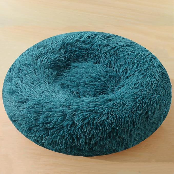 Calming Donut Dog & Cat Bed, 36 Inch Round Fluffy Dog Beds for Small Medium Large Dogs and Cats Anti-Anxiety, Puppy Bed, Washable Round Cozy Soft Pet Bed (Dark Blue)