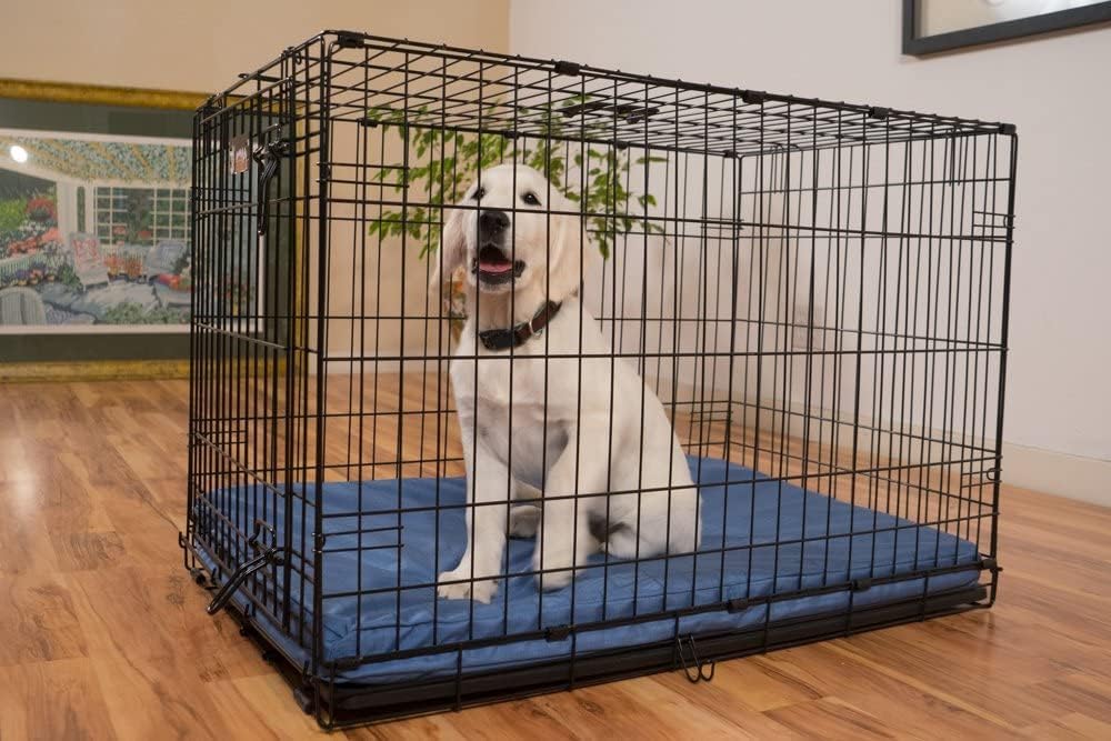 K9 Ballistics Tough Ripstop Orthopedic Dog Bed - Durable Pad with Washable Cover, for Wire Crates, Tie-Downs Included, Size: X-Large 47"x29", Blue Quartz