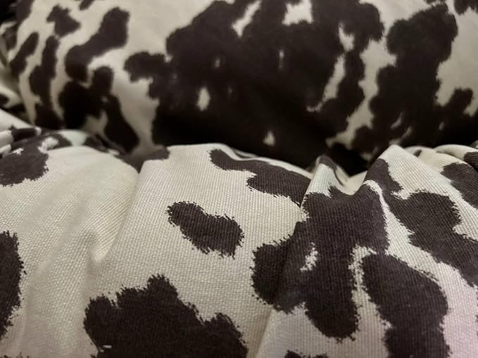 Organic Cotton Canvas Dog Bed: Removable Cover, Natural Fill - Made in USA (Cow Print Brown White, Large 35" x 8" inches)
