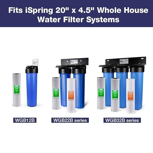 iSpring FC25B Whole House Water Filter, CTO Carbon Block, 20” x 4.5”