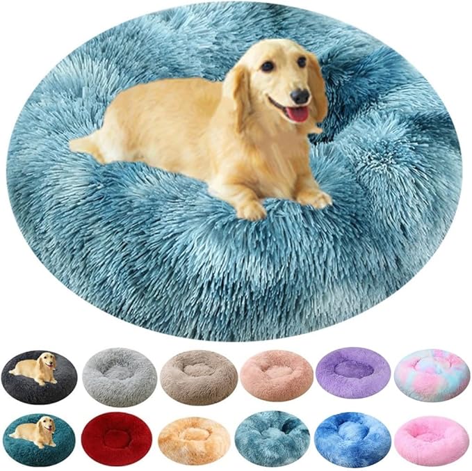 Dog Bed & Cat Bed for Small Medium Dogs, 27 Inch Calming Dogs Bed Anti-Anxiety Machine Washable Fluffy Luxury Anti-Slip Waterproof Pet Puppy Round Bed