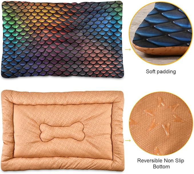 Pet Bed Colored Scales Dog Bed Mat Absorbing Non Slip Pad Pet Sleeping Mat for Small, Medium, and Large Dogs Puppy Cat 36 in x 24 in