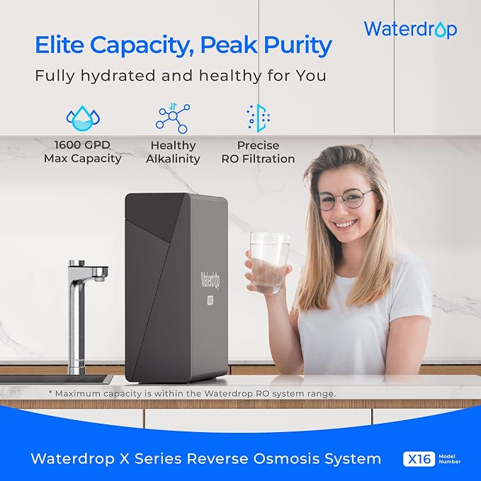 Waterdrop X16-Alkaline Reverse Osmosis Water Filter, NSF/ANSI 42&58&372