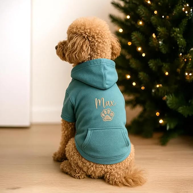 Noni Personalized Name Dog Hoodie, Embroidered Puppy Sweater with Name Text, Custom Pet Clothes Warm Winter Outfit for Dogs, Bright Puppy Sweatshirt, Pet Birthday Outfit, Gift for Dog Lovers
