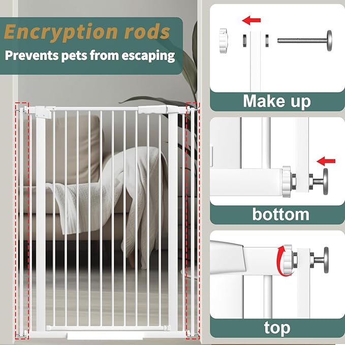 40.55" Tall, 53.74-61.61 Inch Wide, 1.37" Ultra Narrow Spacing Dog Pet Baby Gate Indoor for Doorway Hallway, Pressure Mounted 54 55 56 57 58 59 60 61 Inches Wide