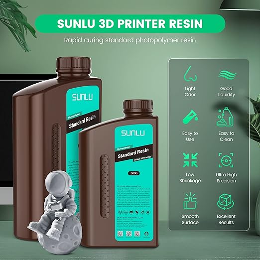 SUNLU 3D Printer Resin 1kg, Fast Curing Standard 3D Resin