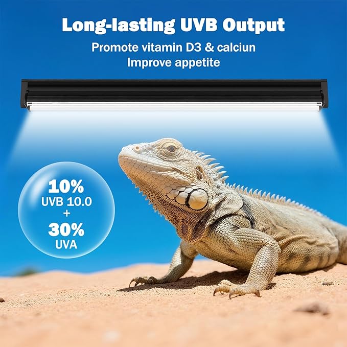 T5 10.0 UVB Reptile Light Bulb 8W, UVA UVB Light Bulb for Reptiles, 2 Pack Reptile UVB Lamp Tube 12 Inch, for Bearded Dragon, Lizards, Chameleons