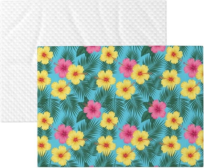 Reversible Plush Dot Pet Blanket for Dogs and Cats, Hawaii Tropical Floral Plants, Ultra Soft Two Sided Design with Warm Fuzzy Side and Smooth Side for Comfort
