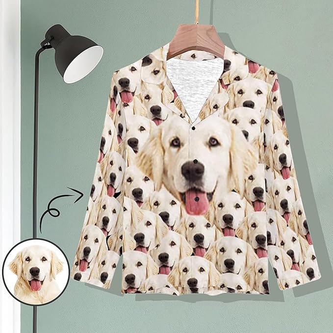 D-Story Personalized Pajamas with 1-8 Faces for Women Men, Custom Christmas Pjs, Pajamas Gifts For Family,Cat Mom,Dog Mom