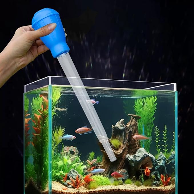 Manual Water Changer Fish Tank Cleaner Coral Feeder Universal Lightweight Maintenance Aquarium Cleaning Tool Waste Remover, Blue