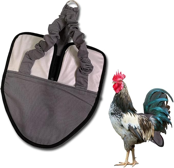 Hen Holster Bird Diaper, Wrap Around - for Hens, Roosters, Ducks, Leak-Proof Design, Comfortable Fleece Strap Bird Harness with Sewn-in Liner, Secure Hook and Loop Closure - Large, Gray