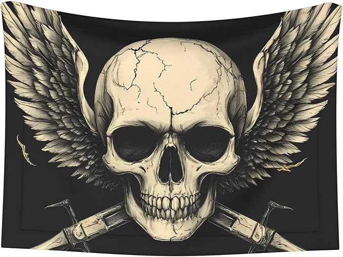 Waterproof Dog Blanket Soft Pet Blanket for Puppy Cat, Fleece Cat Throw Blankets for Furniture Bed Couch Sofa Reversible - Gothic Winged Skull