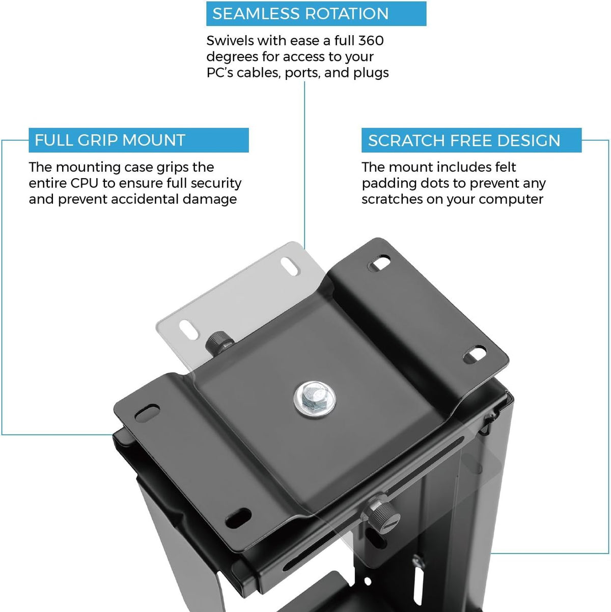 HumanCentric Adjustable Under Desk Computer Mount & Wall Mount, CPU Holder