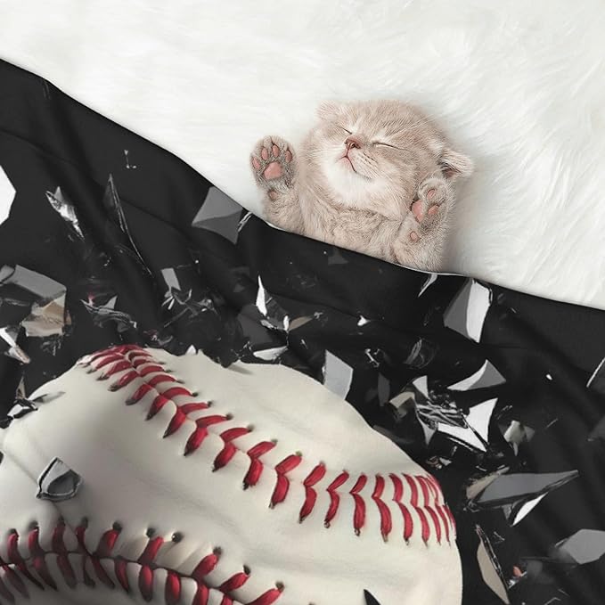 Waterproof Dog Blanket Soft Pet Blanket for Puppy Cat, Fleece Cat Throw Blankets for Furniture Bed Couch Sofa Reversible - Baseball Breaking Glass
