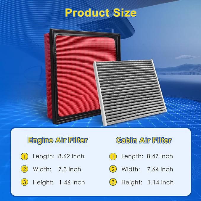 Cabin & Engine Air Filter Kit for 2016-2018 Rav4 2.5L