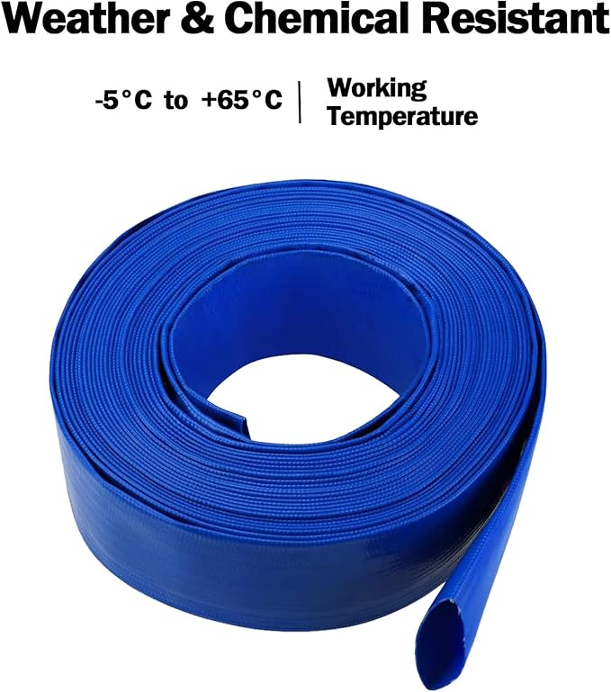 Eastrans Heavy Duty 1 IN x 25 FT Pool Backwash Hose, Flat Discharge, Weather &