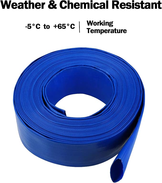2 IN x 50 FT Pool Backwash Hose, Heavy Duty Flat Discharge Hose, Weather and
