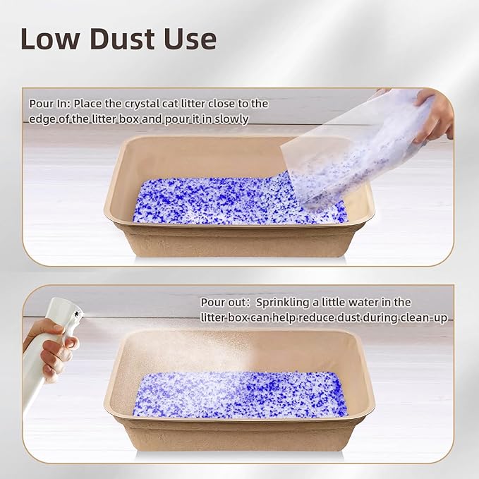 LaSyL Premium Crystal Cat Litter - 17.2 lb, Four Months Lasting - Superior Odor Control & Absorption, Non-Clumping, Low Tracking Silica Gel Safe for Pet, White & Blue (4 Bags of 4.3 lb)