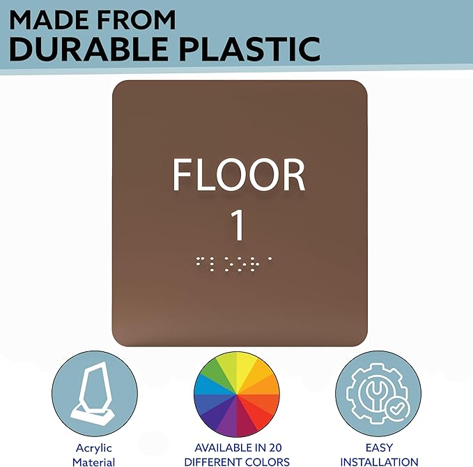 Modern Olive ADA Floor 1 Sign with Braille – Made from Durable Acrylic and Ready to Mount