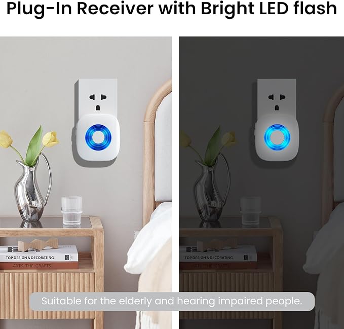 Wireless Doorbell, PHYSEN Waterproof Door bell Chime Kit Operating at 1300-ft
