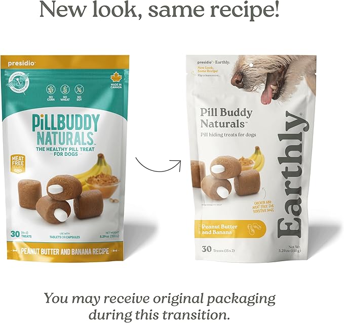 Earthly Pill Buddy Naturals - PB & Banana Recipe Pill Hiding Treats for Dogs - Make A Perfect Pill Concealing Pocket Or Pouch for Any Size Medication - 30 Servings