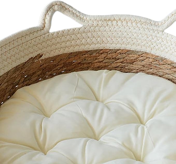 Cat Bed Basket Dog Bed Breathable Winter Summer Durable Washable Round Furniture Protection Pet Scratching Sleeping Bed, Large