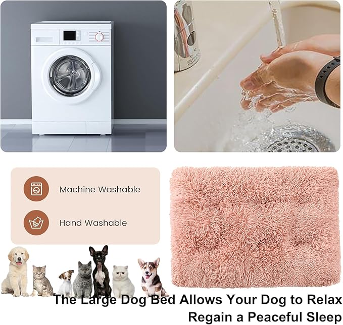 Dog Crate Mat, Dog Bed for Large Dogs, Comfy Fluffy Kennel Pad Anti-Slip for Dog beds & Furniture, Quilted Dog Bed for Pets for Medium/Small Dogs Cats (Color : Pink 2, Size : 36x25)