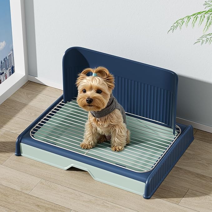 Upgrade Dog Potty Tray with High Wall,23.62"X18.5"Pee Pad Holder,Litter Box for Pet,Mesh Training Holder for Puppy and Small Size Dog,Housebreaking Supplies, Pet Products (Green)