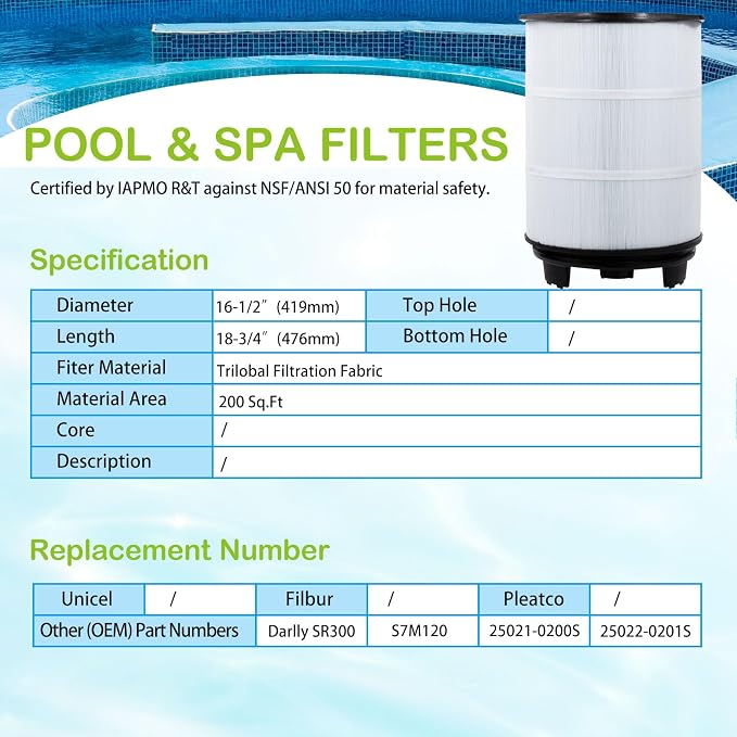 S7M120 System 3 Outer Pool Filter Compatible