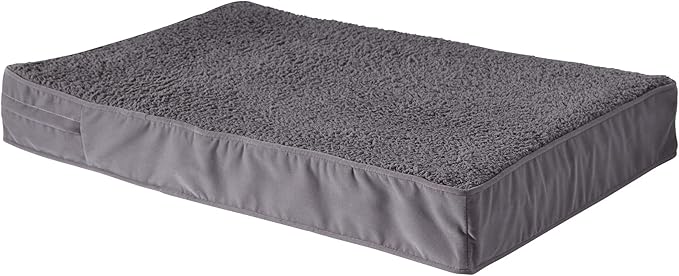 Happy Hounds Oscar Rectangle Orthopedic Foam Sherpa Dog Bed, Large (48 x 36 in.), Pewter