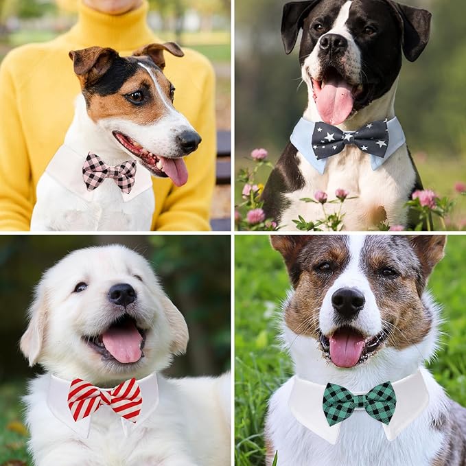 Bow Ties for Dogs, KOOLMOX 8PCS Adjustable Tuxedo Dog Collar Sewed with Dog Bow Ties for Small Dogs Cats Puppy Bow Tie Wedding Valentine's Graduation Tux Outfit Halloween Costumes