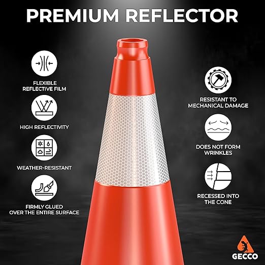 GECCO ™ (320 Cones per Pallet) 18 Inch 3.3 Lb Small Orange Traffic Cones in Bulk | Wholesale Safety Cones, Orange Cones, Parking Cones, Construction Cones | PVC Plastic & Black Base - [PRO Series]