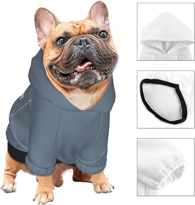 Personalized Chihuahua Dog Hoodie, Custom Pet Warm Sweatshirt Costume with Name Number Photo, Customize ID Clothes for Pupppy Kitten Dogs Cats, SlateGray, XL